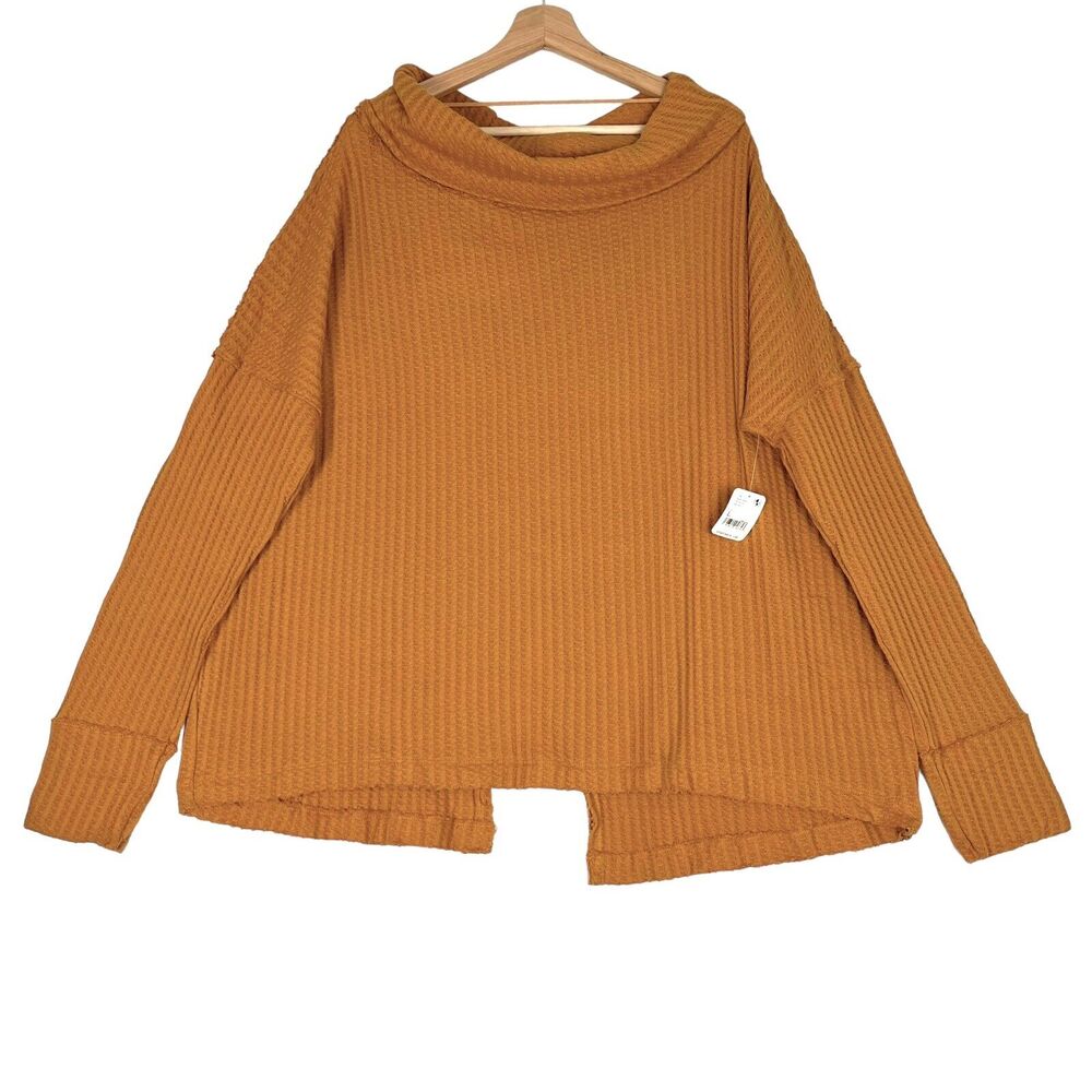 Free People Juicy Long Sleeves Top Sz S Canyon Moon Split Back Oversized Tunic - Picture 2 of 9